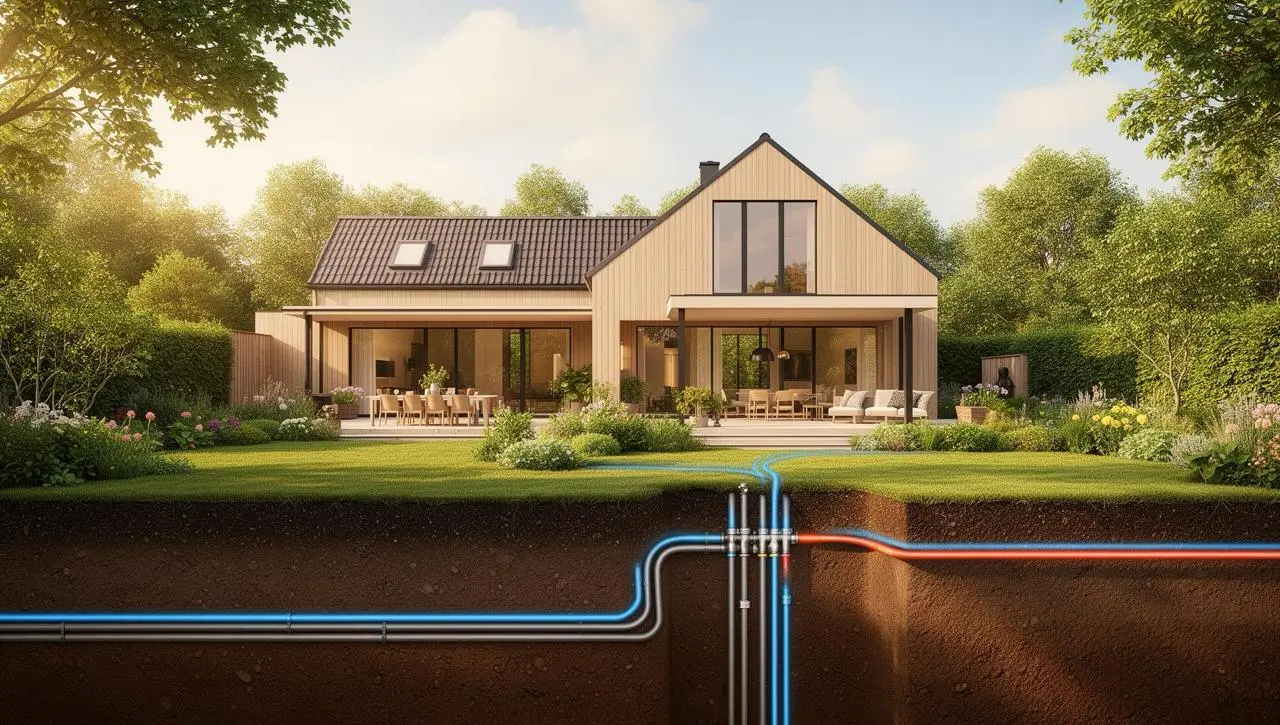 Moderne hus med jordvarme system og grøn have i Nordsjælland